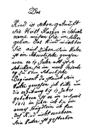 Pismo pronađeno u Kasparovom džepu 1812. godine